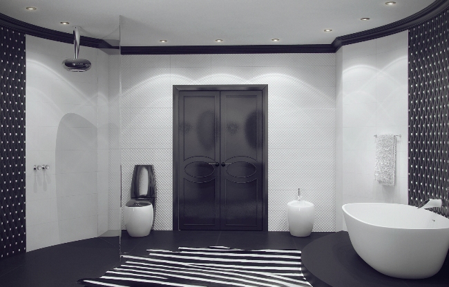 חדר אמבטיה בשחור לבן